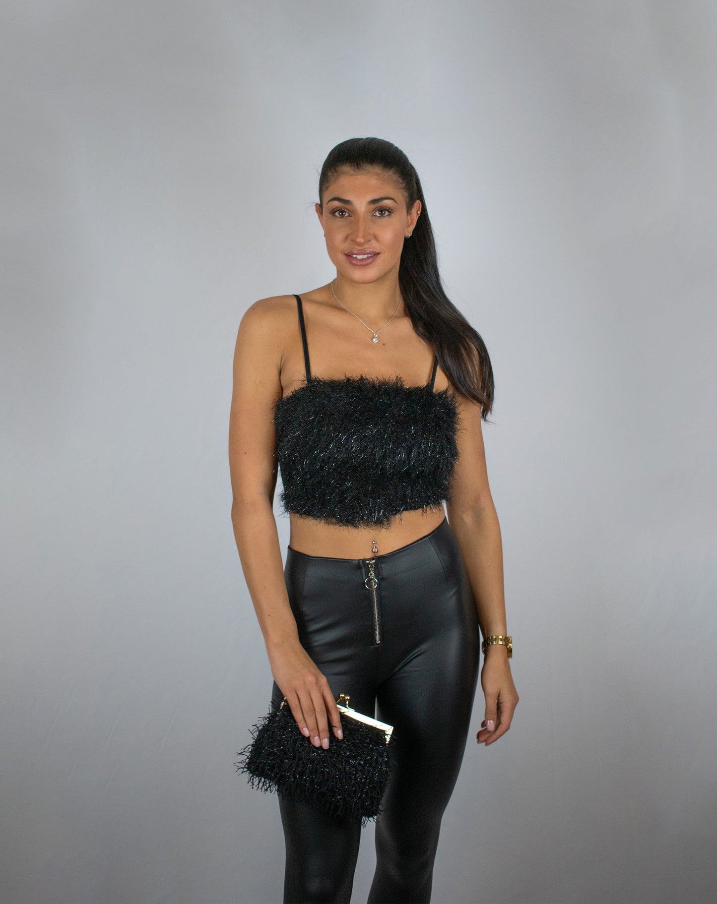 Anastasia Faux Fur Crop Cami