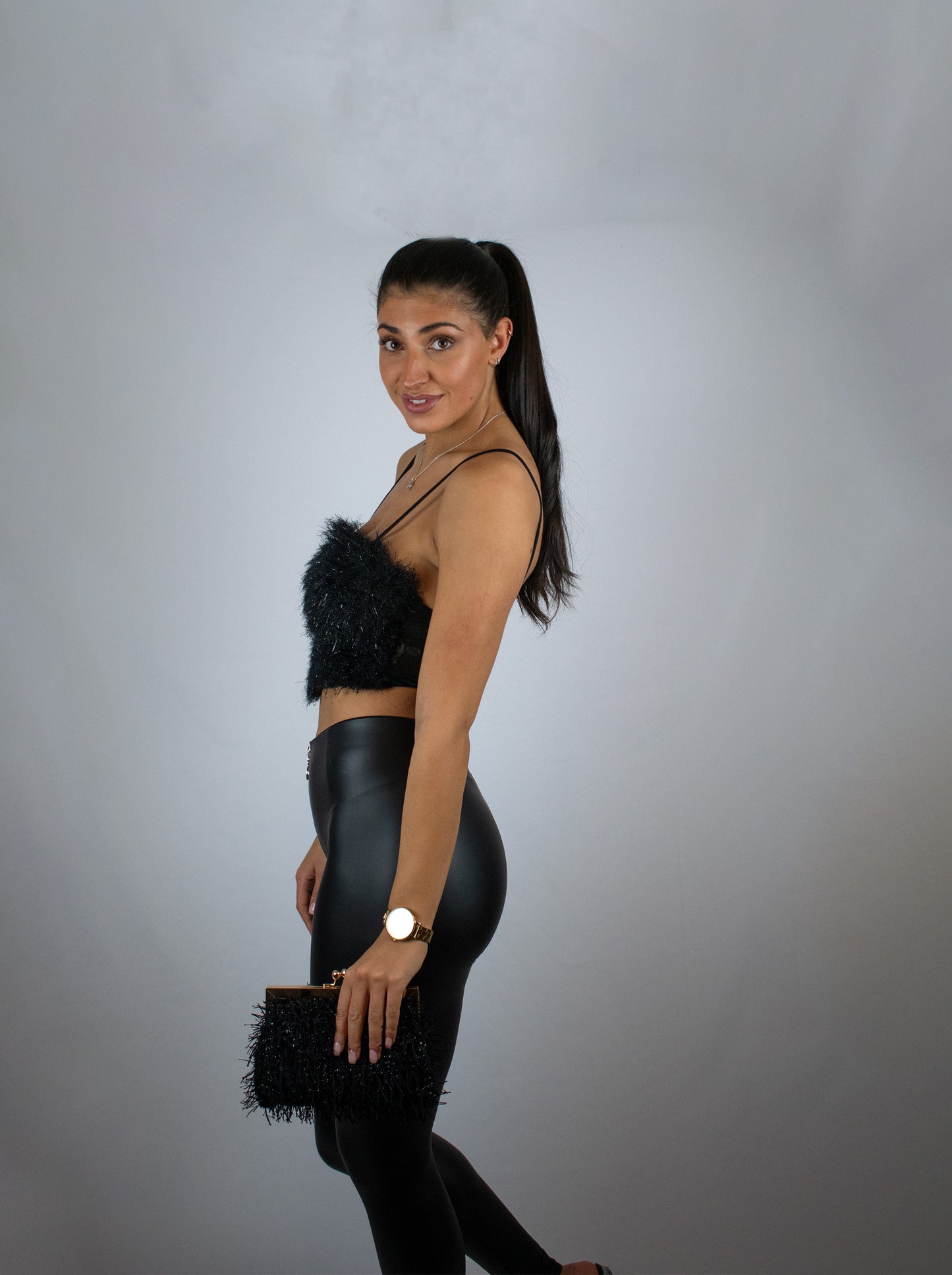 Anastasia Faux Fur Crop Cami