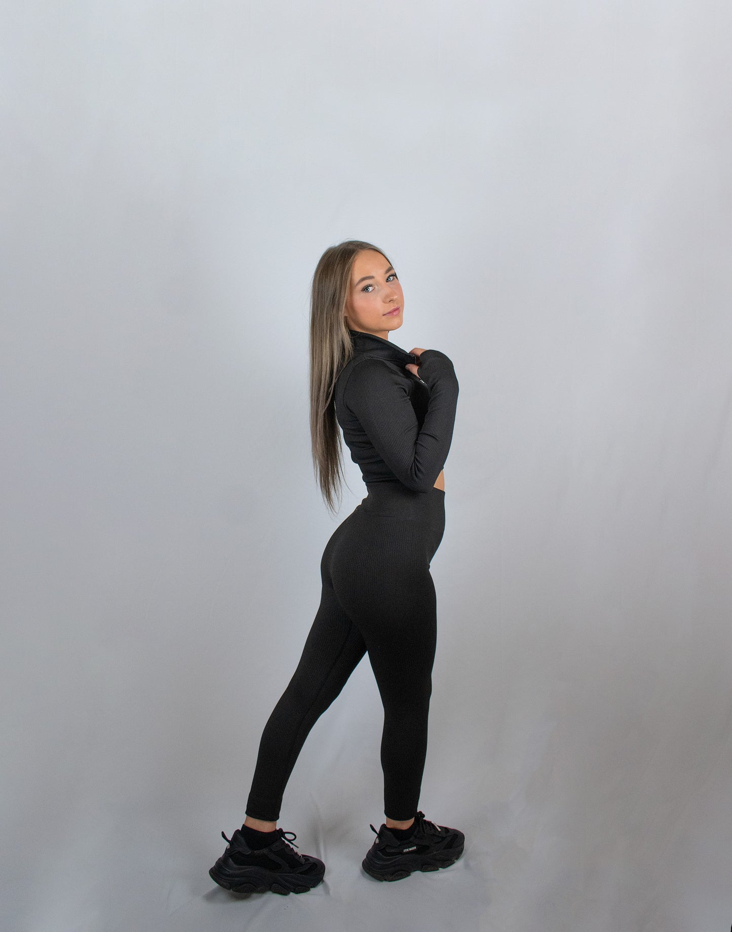 Kylie Seamless Ribbed Zip Up Gym Set