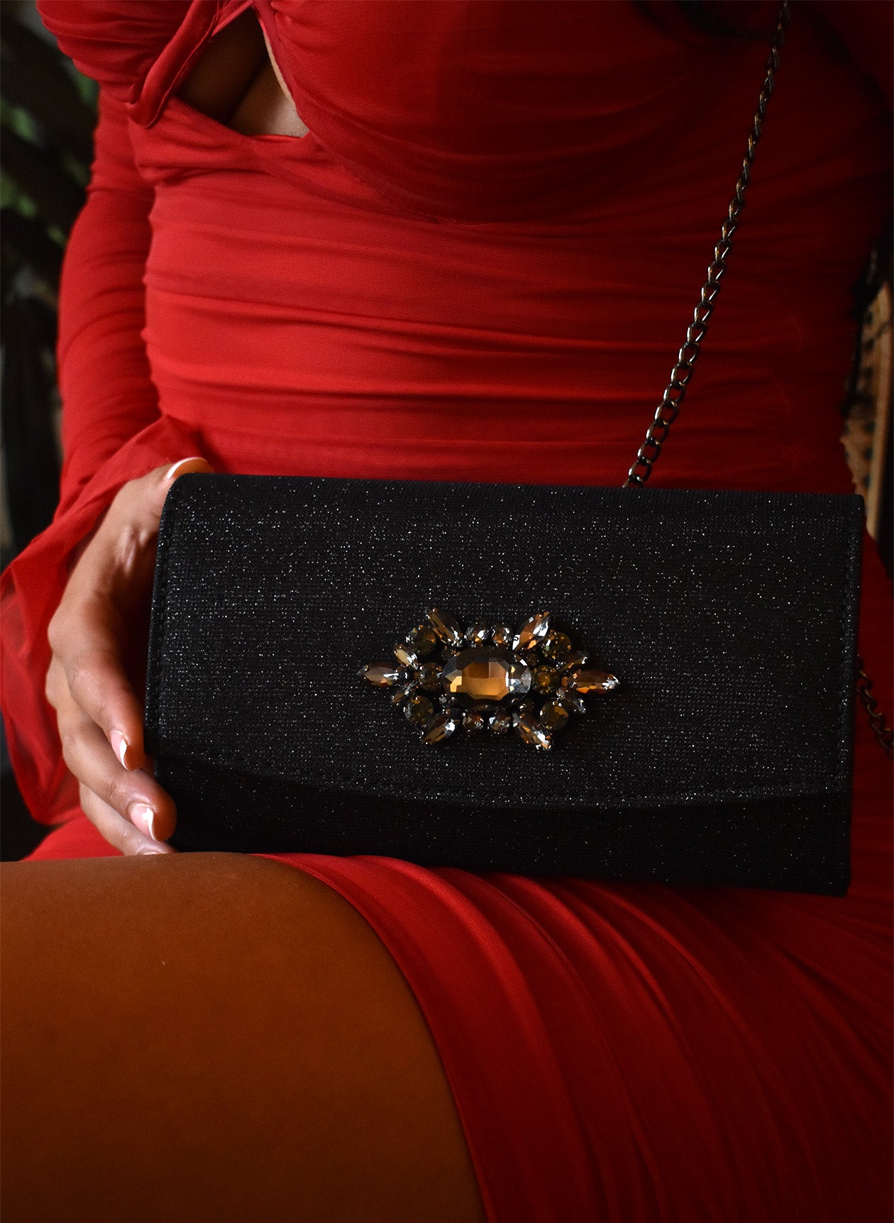 Gracie Clutch Bag With Diamante Detail