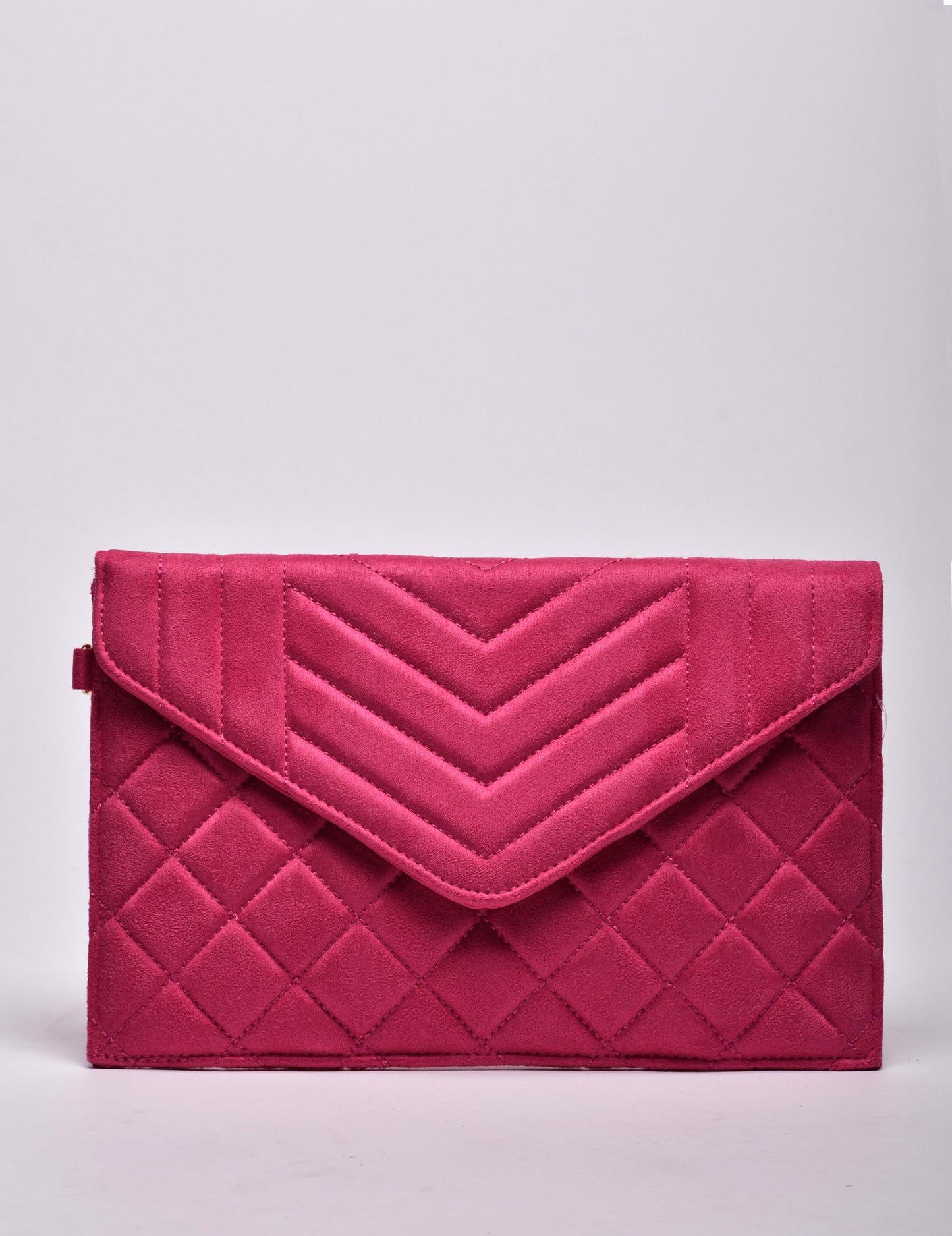 Hallie Quilted Large Envelope Suedette Bag