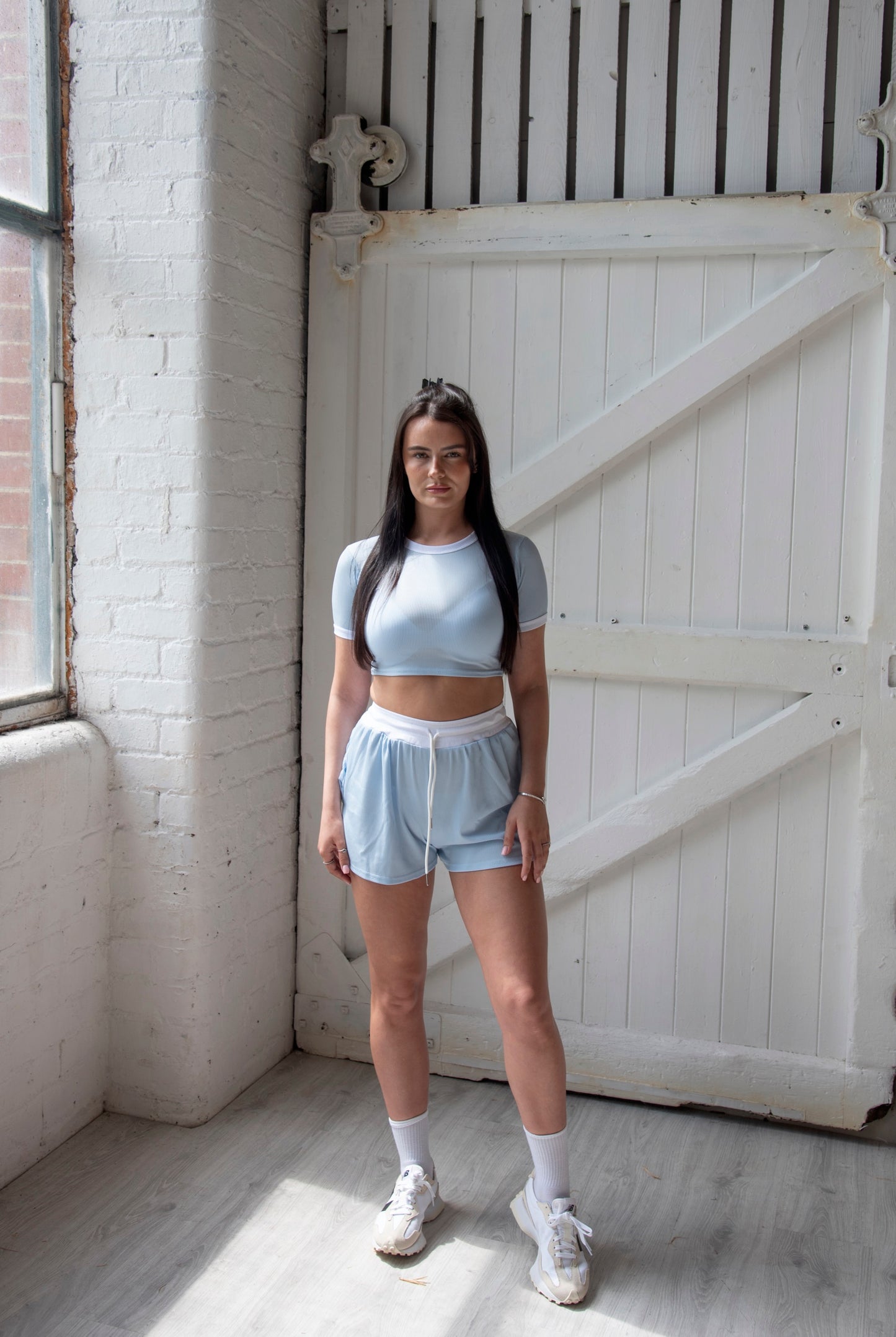 Contrast Trim Ribbed Crop Top & Shorts Co-ord