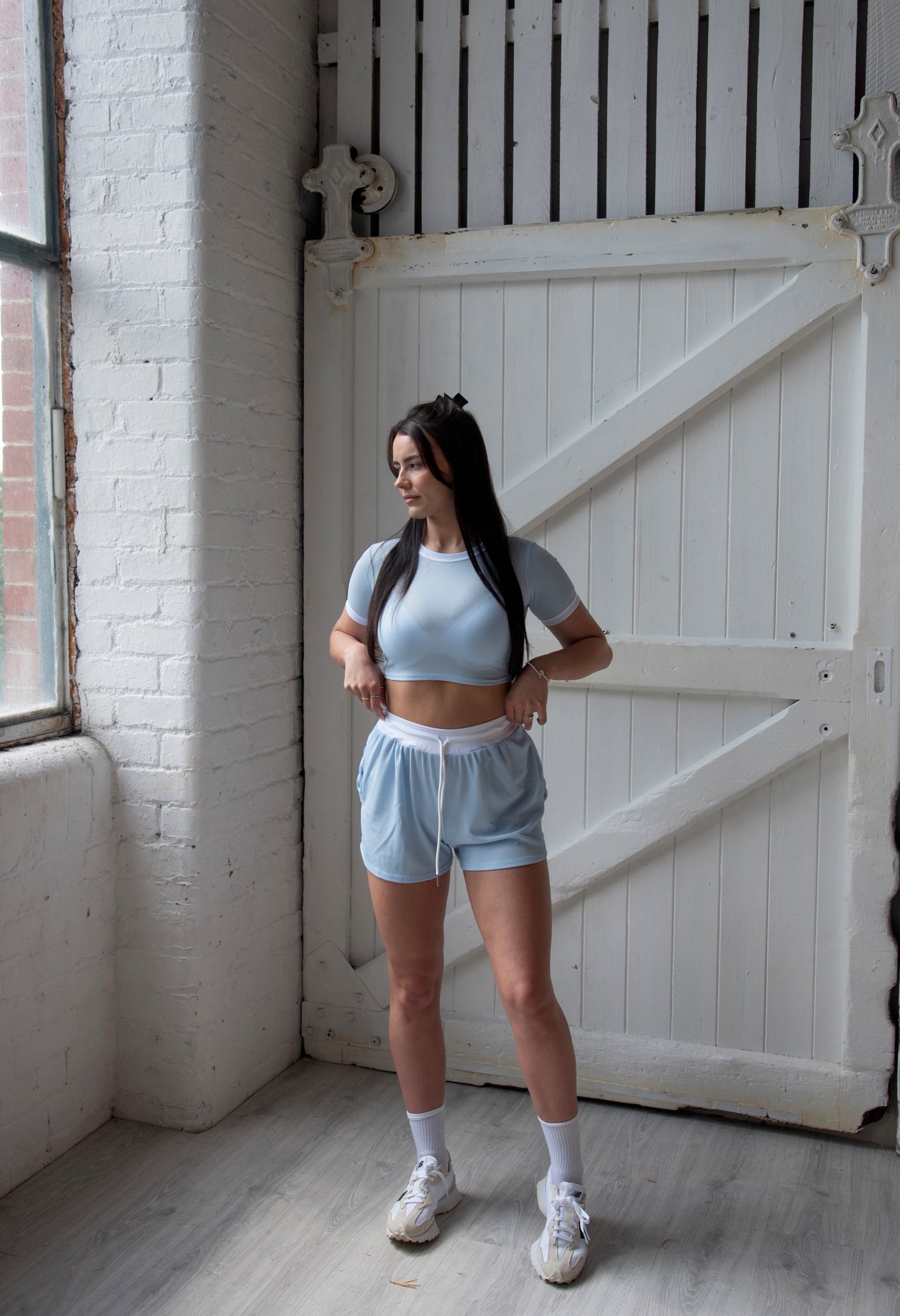 Contrast Trim Ribbed Crop Top & Shorts Co-ord