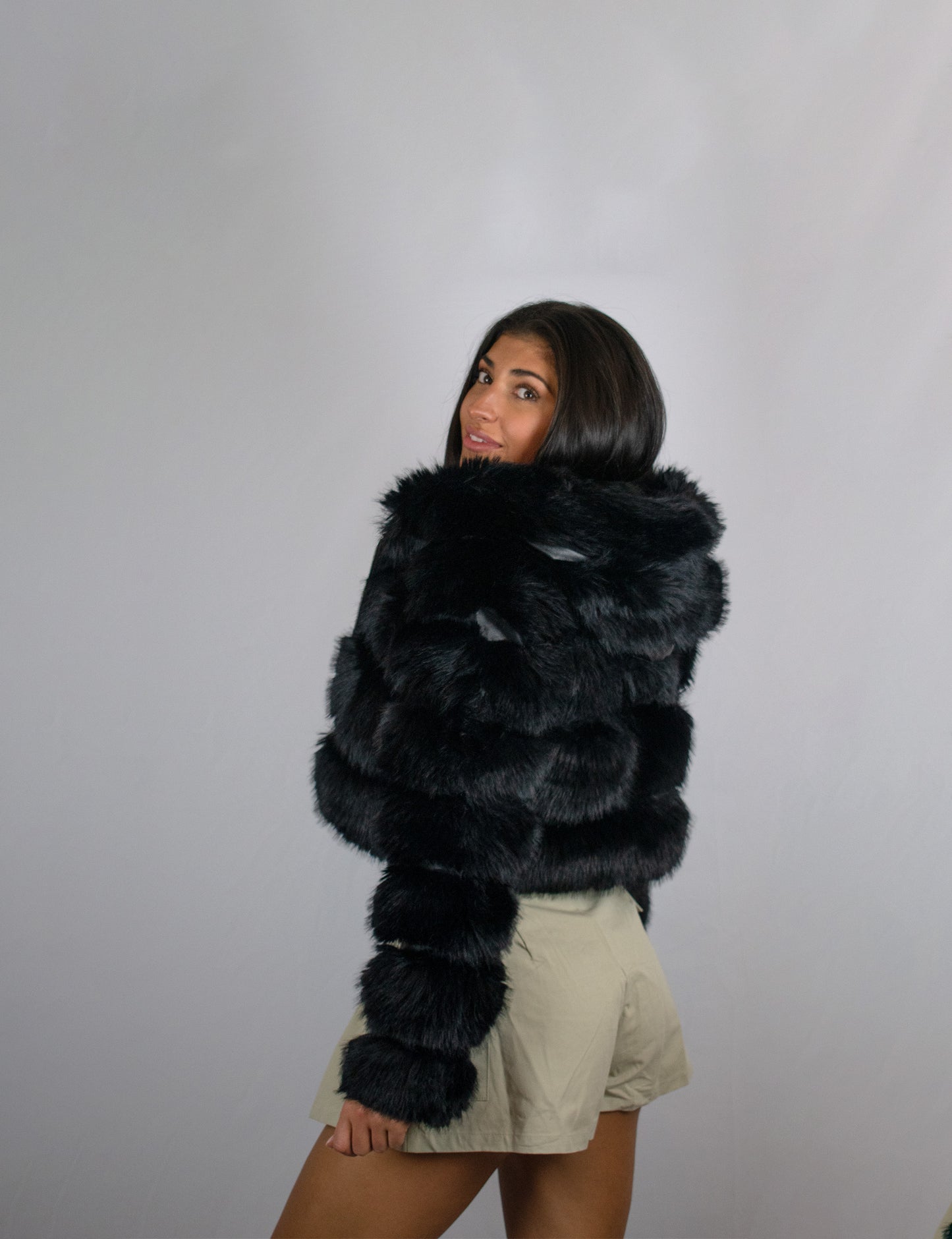 Kya Cropped Faux Fur Jacket