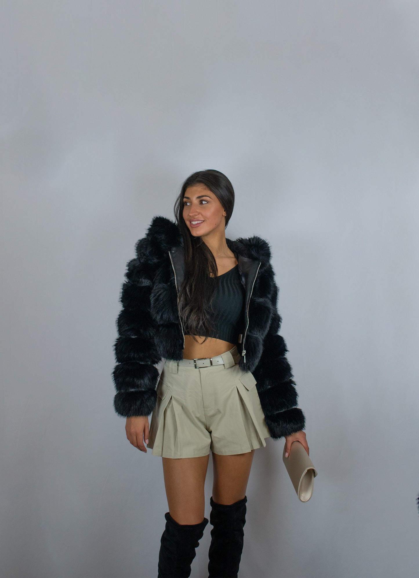 Kya Cropped Faux Fur Jacket
