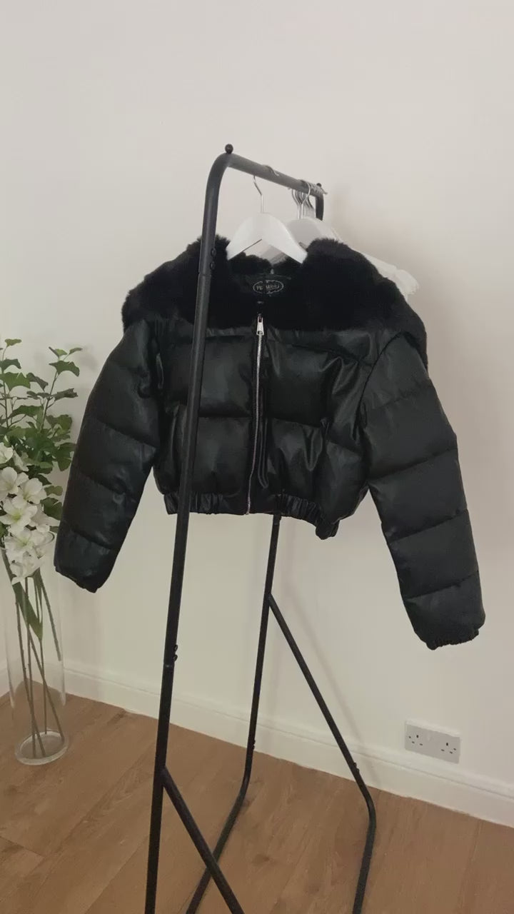 Zara Black faux Leather Puffer Jacket – Ashby Boutique